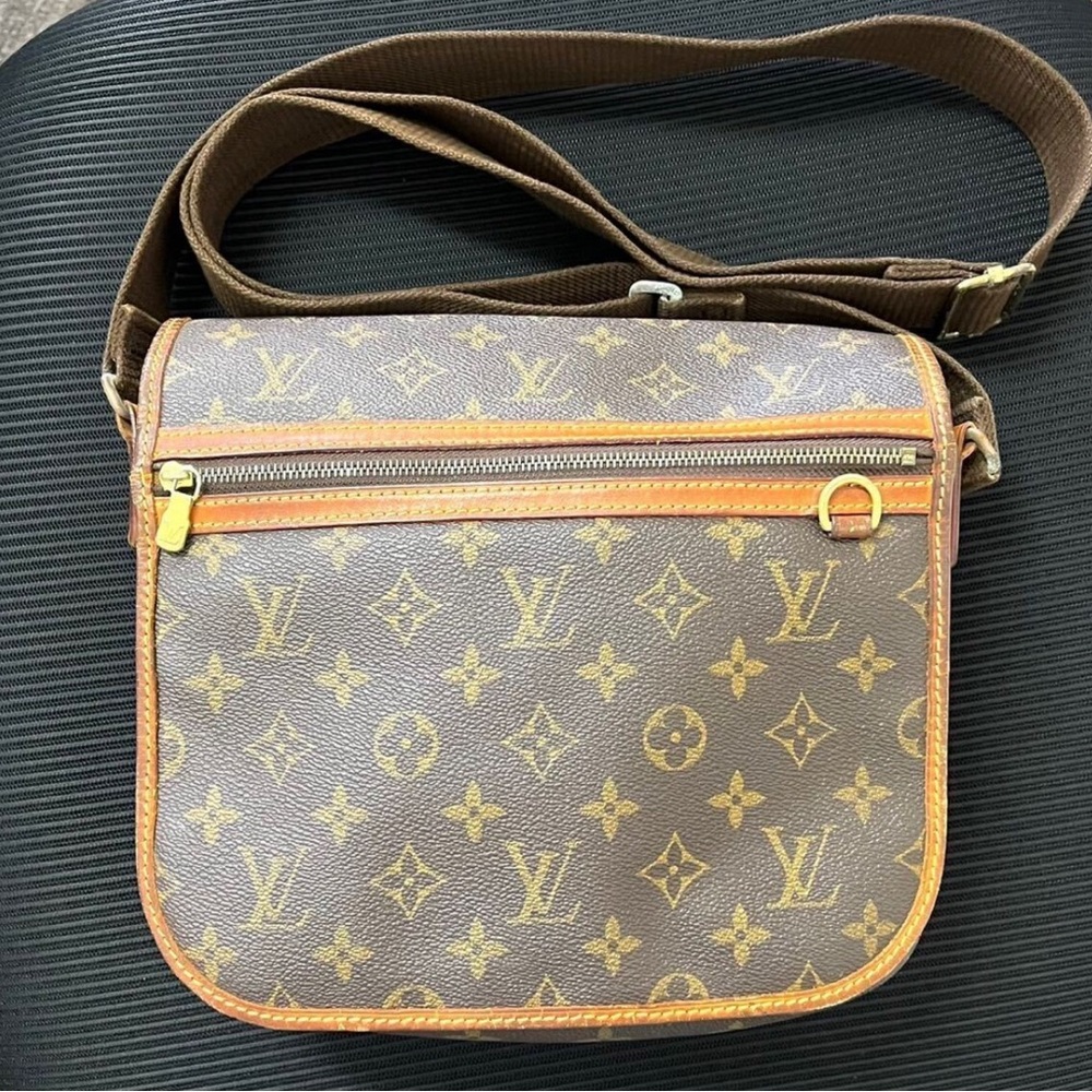 Louis Vuitton Monogram Canvas Shoulder Bag in Brown and Tan